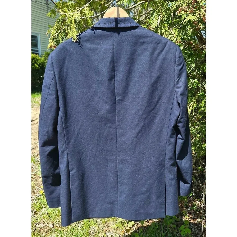 Tazio Italy Embellished Silk Lined Navy Sport Coat Suit Jacket Sz. 42R
